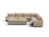 Modular Cero Reclining Sectionals | 8-Piece Khaki Linen Open Space Sofa Sets 6-Seater with 2-Ottomans