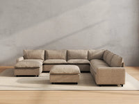 Modular Cero Modular Sectionals | 8-Piece Khaki Linen Open Space Sofa Sets 6-Seater with 2-Ottomans