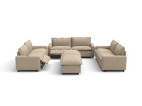 Modular Cero Reclining Sectionals | 8-Piece Khaki Linen Open Space Sofa Sets 6-Seater with 2-Ottomans