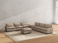 Modular Cero Modular Sectionals | 8-Piece Khaki Linen Open Space Sofa Sets 6-Seater with 2-Ottomans