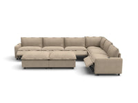Modular Cero Reclining Sectionals | 8-Piece Khaki Linen Open Space Sofa Sets 6-Seater with 2-Ottomans