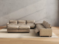 Modular Cero Reclining Sectionals | 8-Piece Khaki Linen Open Space Sofa Sets 6-Seater with 2-Ottomans