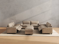 Modular Cero Reclining Sectionals | 8-Piece Khaki Linen Open Space Sofa Sets 6-Seater with 2-Ottomans
