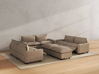 Modular Cero Reclining Sectionals | 8-Piece Khaki Linen Open Space Sofa Sets 6-Seater with 2-Ottomans