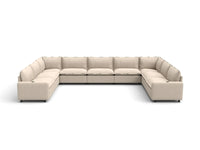 Modular Cero Reclining Sectionals | 9-Piece Beige Linen Open Space U-Shaped Sectionals 9-Seater