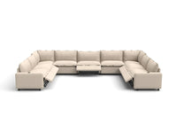 Modular Cero Reclining Sectionals | 9-Piece Beige Linen Open Space U-Shaped Sectionals 9-Seater