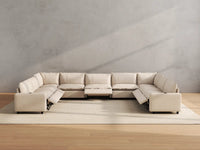 Modular Cero Reclining Sectionals | 9-Piece Beige Linen Open Space U-Shaped Sectionals 9-Seater