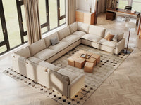 Modular Cero Modular Sectionals | 9-Piece Beige Linen Grand Estate U-Shaped Sectionals 9-Seater