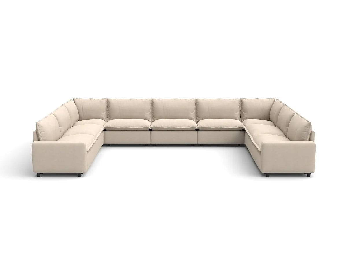 Modular Cero Modular Sectionals | 9-Piece Beige Linen Grand Estate U-Shaped Sectionals 9-Seater