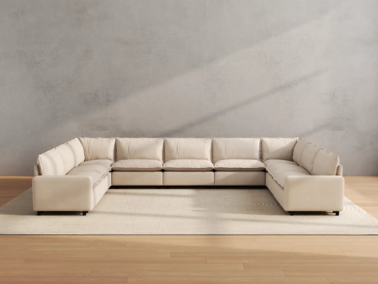 Modular Cero Modular Sectionals | 9-Piece Beige Linen Grand Estate U-Shaped Sectionals 9-Seater