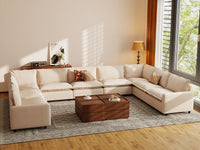 Modular Cero Modular Sectionals | 9-Piece Beige Linen Grand Estate U-Shaped Sectionals 9-Seater