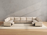 Modular Cero Reclining Sectionals | 9-Piece Beige Linen Grand Estate U-Shaped Sectionals 9-Seater