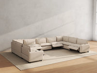 Modular Cero Reclining Sectionals | 9-Piece Beige Linen Grand Estate U-Shaped Sectionals 9-Seater