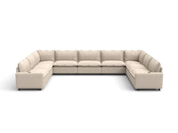 Modular Cero Reclining Sectionals | 9-Piece Beige Linen Open Space U-Shaped Sectionals 9-Seater