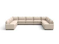 Modular Cero Reclining Sectionals | 9-Piece Beige Linen Open Space U-Shaped Sectionals 9-Seater