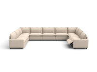 Modular Cero Reclining Sectionals | 9-Piece Beige Linen Open Space U-Shaped Sectionals 9-Seater