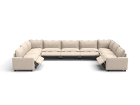 Modular Cero Reclining Sectionals | 9-Piece Beige Linen Open Space U-Shaped Sectionals 9-Seater