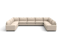 Modular Cero Reclining Sectionals | 9-Piece Beige Linen Open Space U-Shaped Sectionals 9-Seater