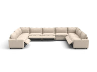 Modular Cero Reclining Sectionals | 9-Piece Beige Linen Open Space U-Shaped Sectionals 9-Seater