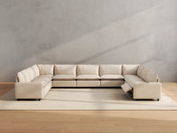 Modular Cero Reclining Sectionals | 9-Piece Beige Linen Open Space U-Shaped Sectionals 9-Seater