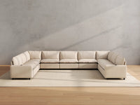Modular Cero Reclining Sectionals | 9-Piece Beige Linen Open Space U-Shaped Sectionals 9-Seater