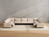 Modular Cero Reclining Sectionals | 9-Piece Beige Linen Open Space U-Shaped Sectionals 9-Seater