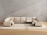 Modular Cero Reclining Sectionals | 9-Piece Beige Linen Open Space U-Shaped Sectionals 9-Seater