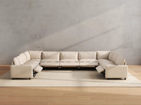 Modular Cero Reclining Sectionals | 9-Piece Beige Linen Open Space U-Shaped Sectionals 9-Seater
