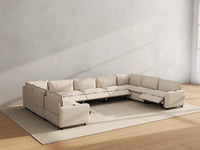 Modular Cero Reclining Sectionals | 9-Piece Beige Linen Open Space U-Shaped Sectionals 9-Seater