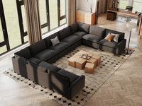 Modular Cero Modular Sectionals | 9-Piece Grey Linen Grand Estate U-Shaped Sectionals 9-Seater
