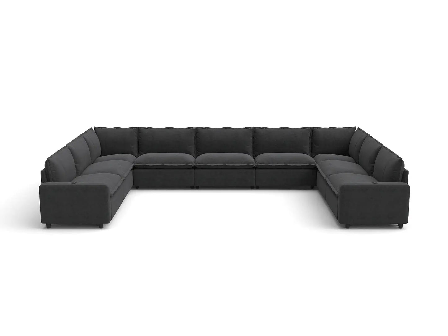Modular Cero Reclining Sectionals | 9-Piece Grey Linen Grand Estate U-Shaped Sectionals 9-Seater