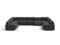Modular Cero Reclining Sectionals | 9-Piece Grey Linen Grand Estate U-Shaped Sectionals 9-Seater