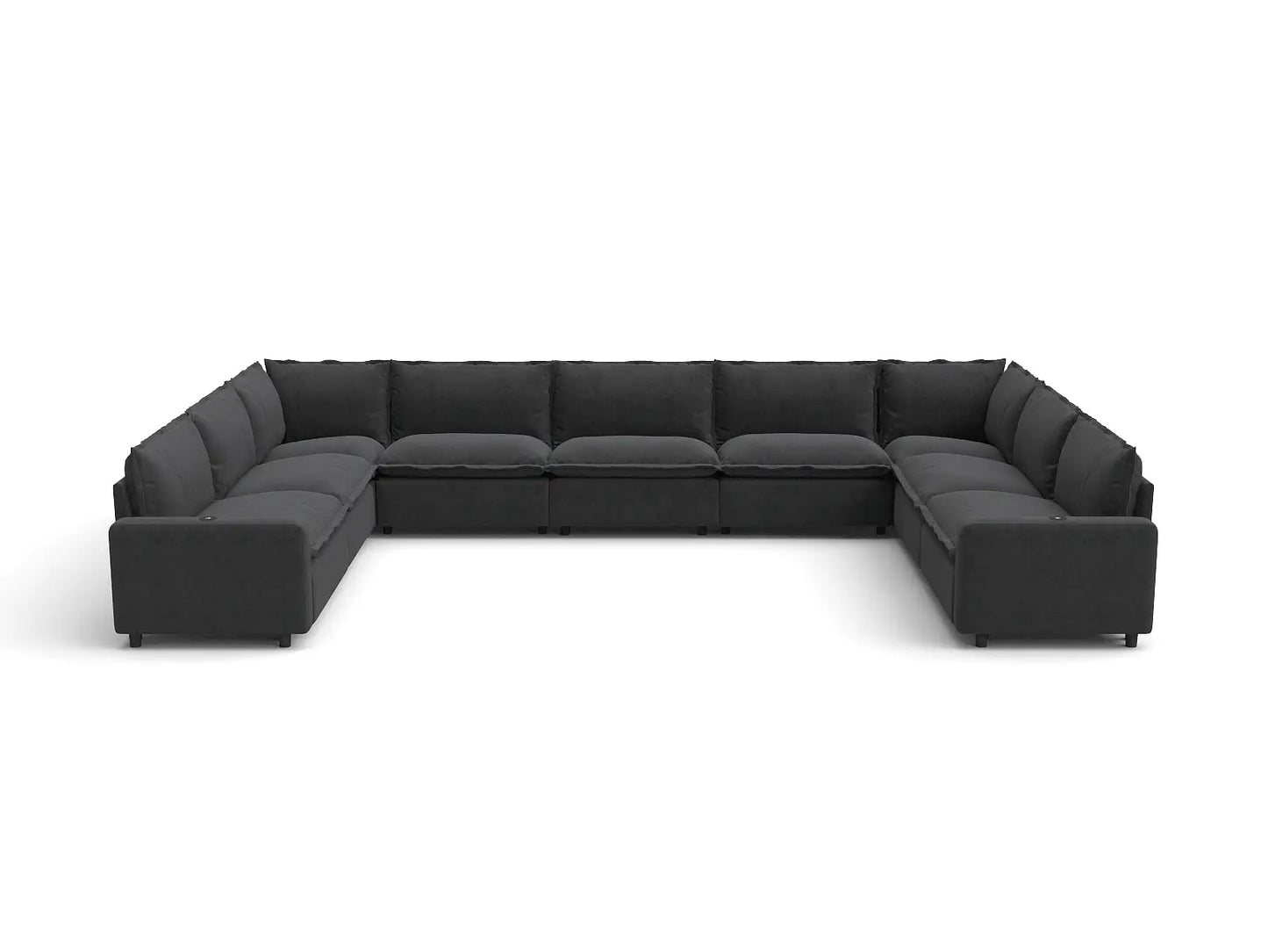 Modular Cero Reclining Sectionals | 9-Piece Grey Linen Grand Estate U-Shaped Sectionals 9-Seater
