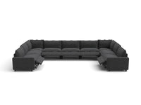 Modular Cero Reclining Sectionals | 9-Piece Grey Linen Grand Estate U-Shaped Sectionals 9-Seater