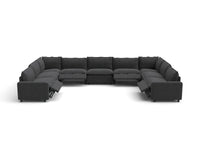 Modular Cero Reclining Sectionals | 9-Piece Grey Linen Grand Estate U-Shaped Sectionals 9-Seater