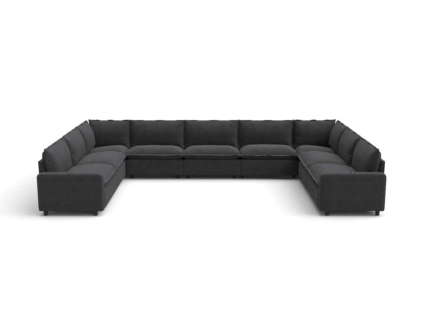 Modular Cero Reclining Sectionals | 9-Piece Grey Linen Grand Estate U-Shaped Sectionals 9-Seater