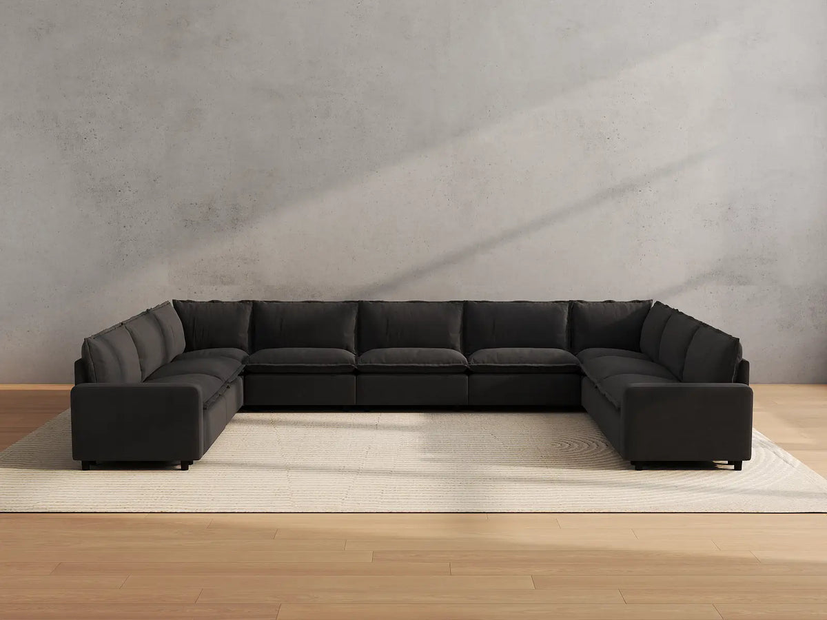 Modular Cero Modular Sectionals | 9-Piece Grey Linen Grand Estate U-Shaped Sectionals 9-Seater