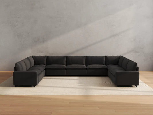 Modular Cero Modular Sectionals | 9-Piece Grey Linen Grand Estate U-Shaped Sectionals 9-Seater