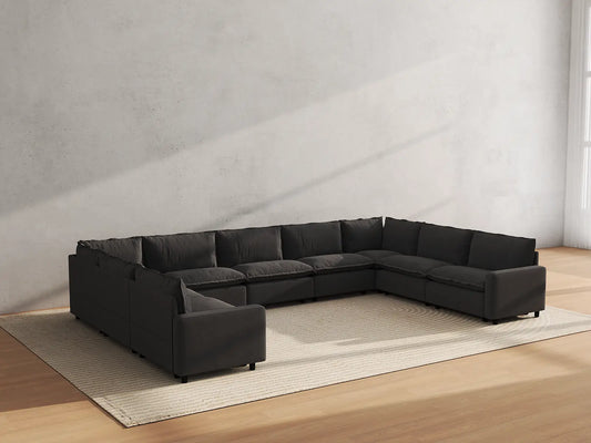 Modular Cero Modular Sectionals | 9-Piece Grey Linen Grand Estate U-Shaped Sectionals 9-Seater