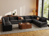 Modular Cero Modular Sectionals | 9-Piece Grey Linen Grand Estate U-Shaped Sectionals 9-Seater