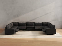 Modular Cero Reclining Sectionals | 9-Piece Grey Linen Grand Estate U-Shaped Sectionals 9-Seater