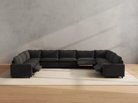 Modular Cero Reclining Sectionals | 9-Piece Grey Linen Grand Estate U-Shaped Sectionals 9-Seater
