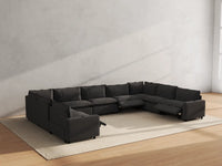 Modular Cero Reclining Sectionals | 9-Piece Grey Linen Grand Estate U-Shaped Sectionals 9-Seater