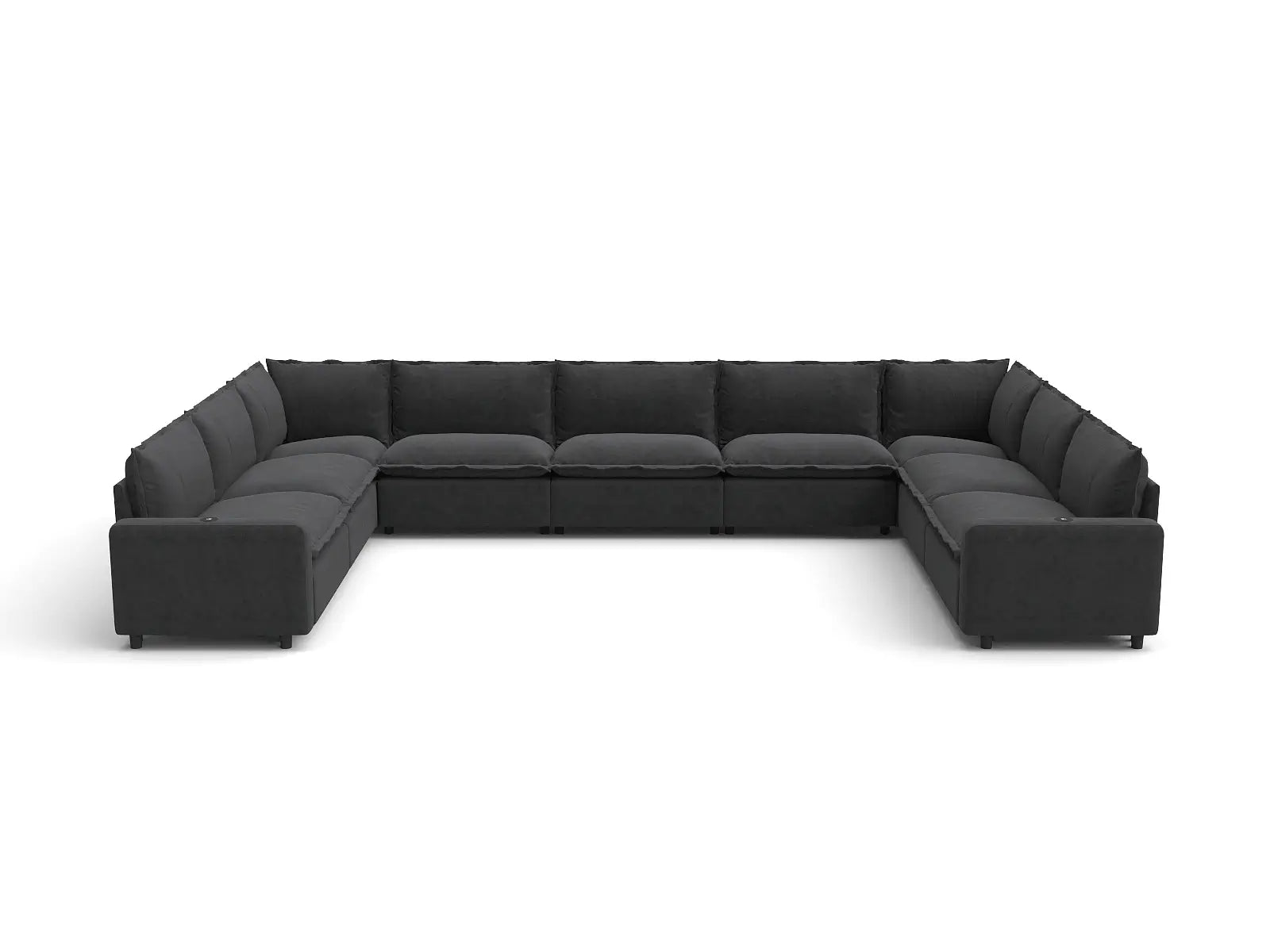 Modular Cero Reclining Sectionals | 9-Piece Grey Linen Open Space U-Shaped Sectionals 9-Seater