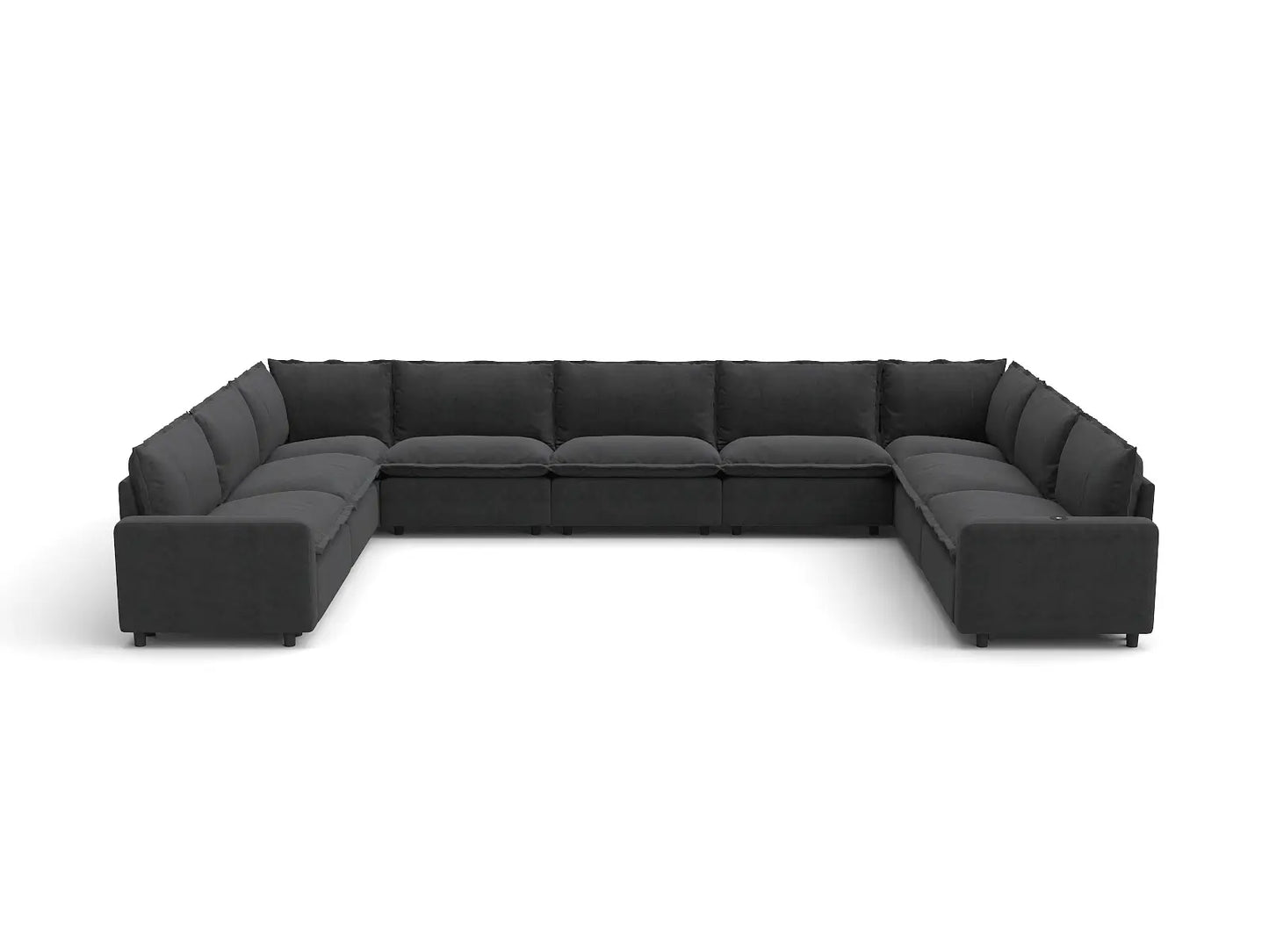Modular Cero Reclining Sectionals | 9-Piece Grey Linen Open Space U-Shaped Sectionals 9-Seater