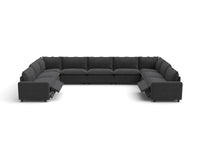 Modular Cero Reclining Sectionals | 9-Piece Grey Linen Open Space U-Shaped Sectionals 9-Seater