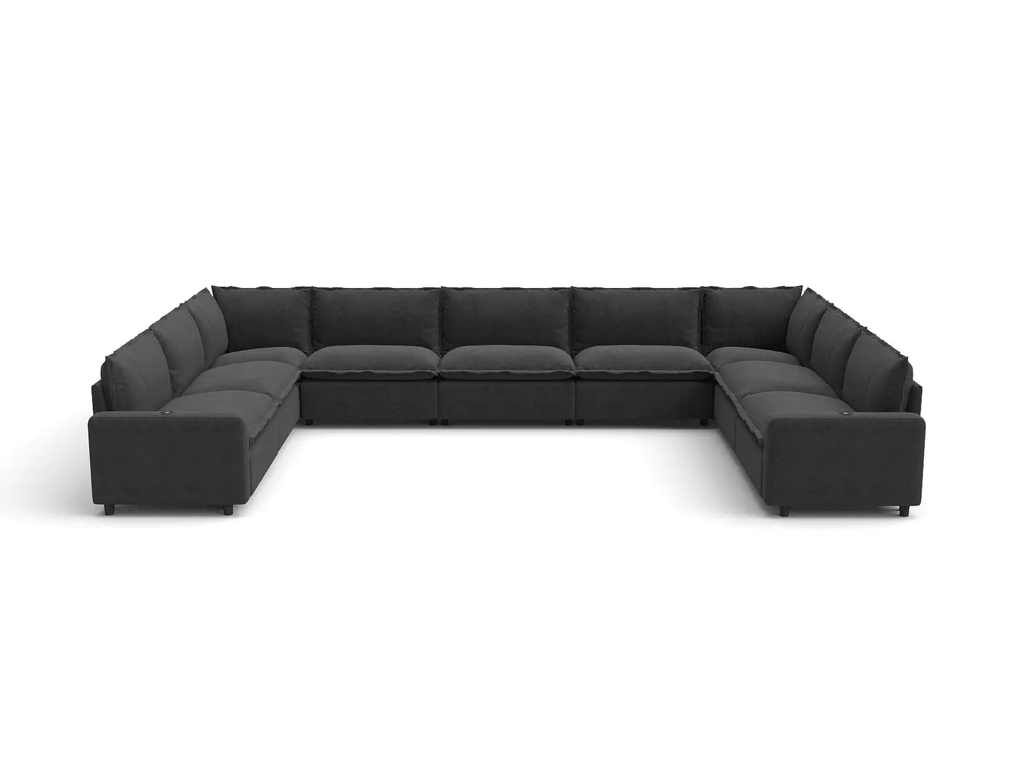 Modular Cero Reclining Sectionals | 9-Piece Grey Linen Open Space U-Shaped Sectionals 9-Seater