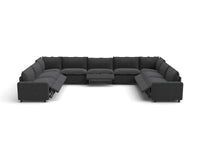 Modular Cero Reclining Sectionals | 9-Piece Grey Linen Open Space U-Shaped Sectionals 9-Seater