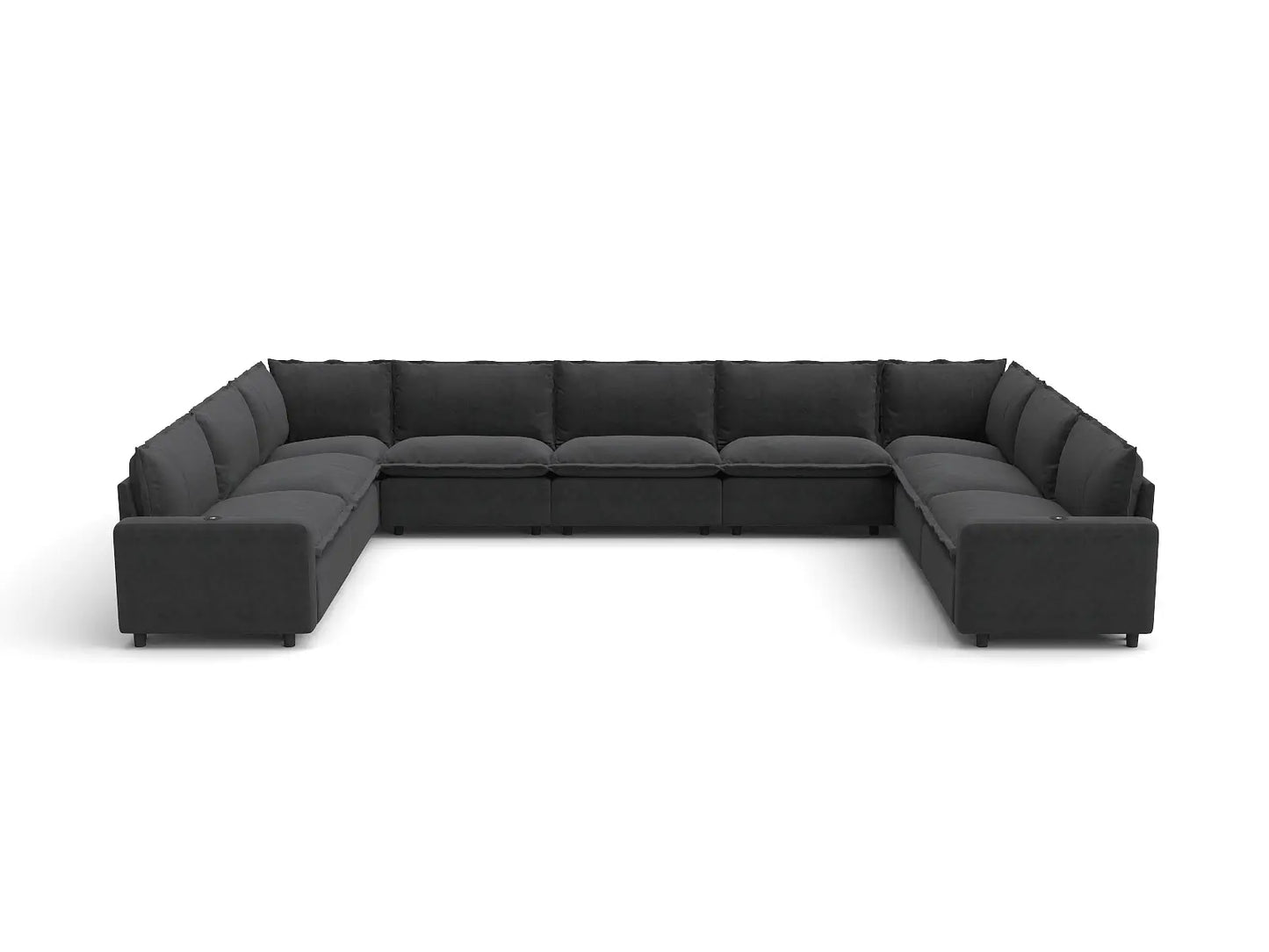 Modular Cero Reclining Sectionals | 9-Piece Grey Linen Open Space U-Shaped Sectionals 9-Seater