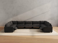 Modular Cero Reclining Sectionals | 9-Piece Grey Linen Open Space U-Shaped Sectionals 9-Seater